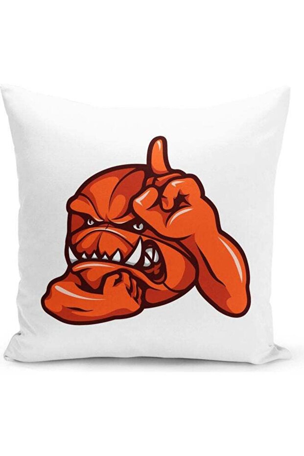 Design Printed Decorative Pillow White/Red