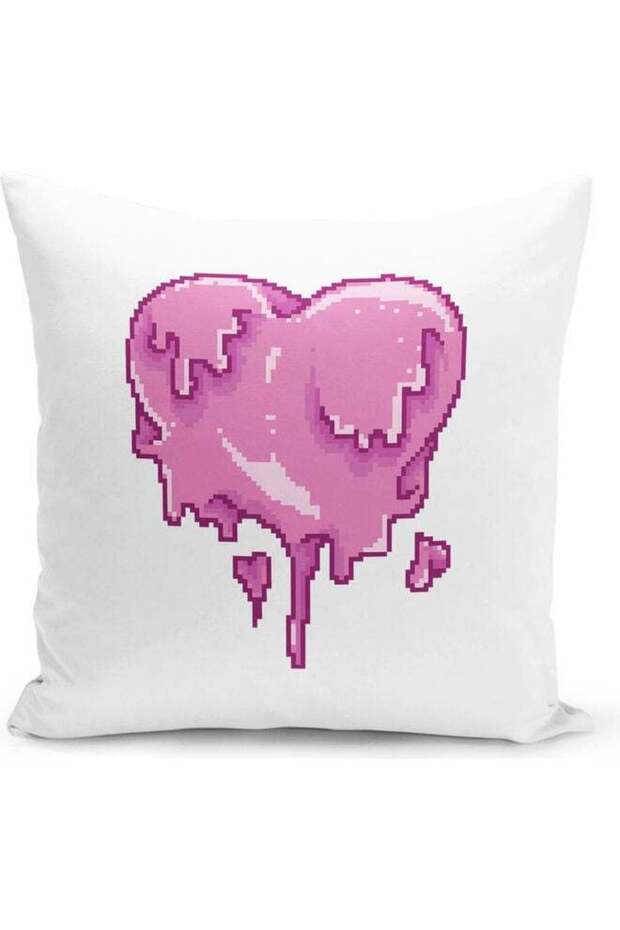 Melting Heart Design Decorative Throw Pillow White/Pink