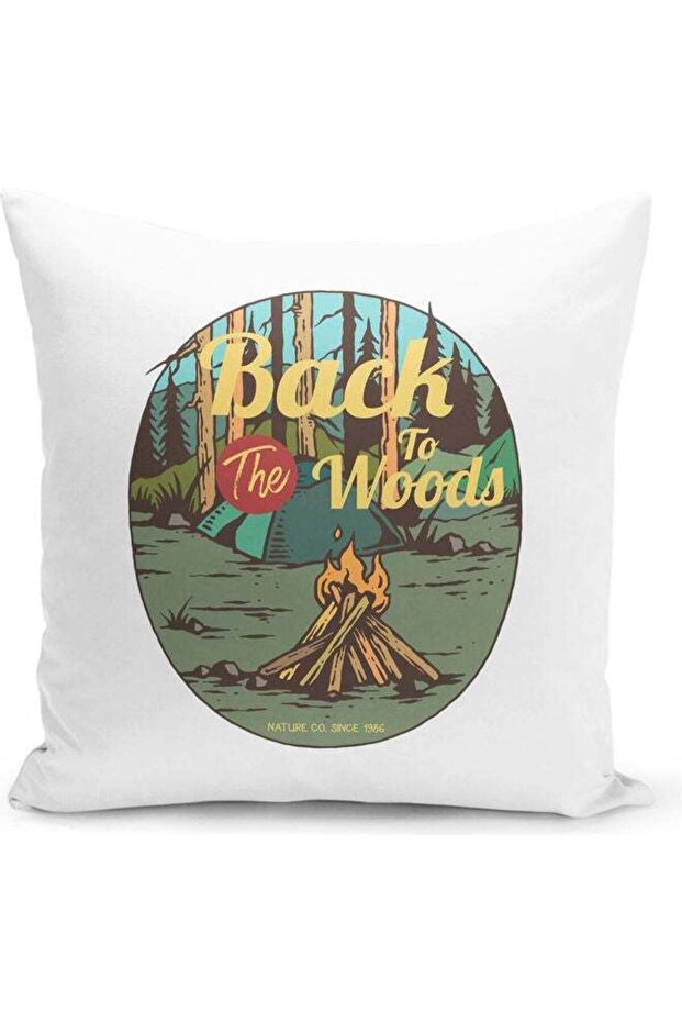 Back To Woods Themed Decorative Throw Pillow White/Yellow/Green 40x40cm