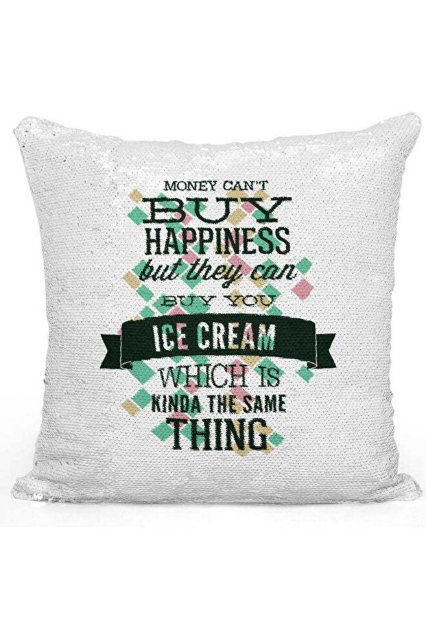 Funny Statement Sequin Decorative Throw Pillow White/Pink/Silver 40x40cm