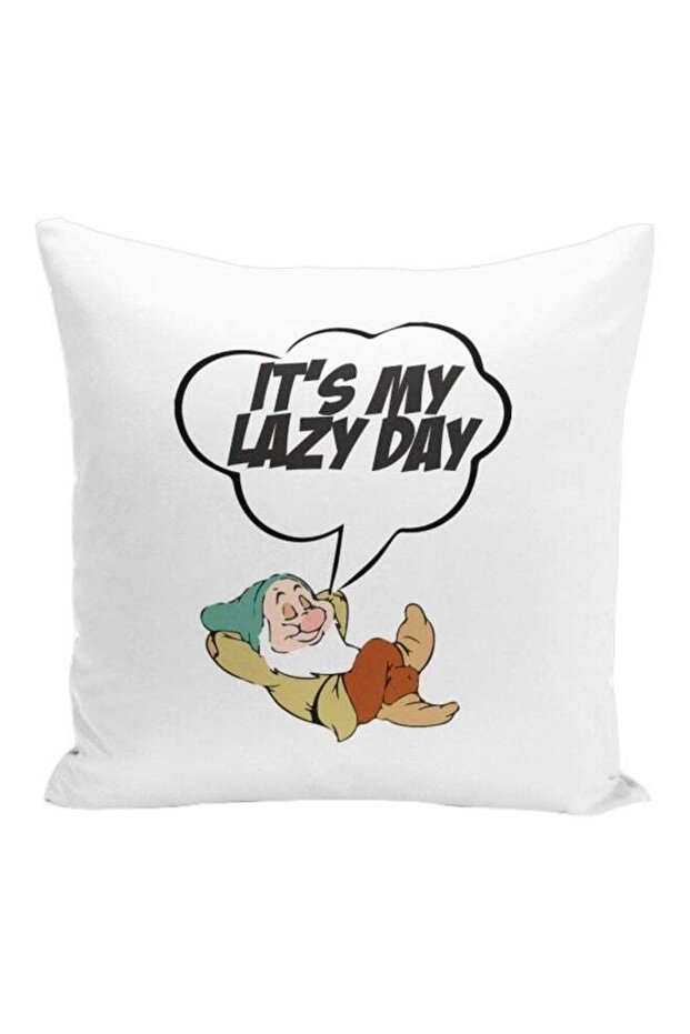 Dwarf Cartoon Printed Decorative Pillow White/Black/Beige 16x16inch
