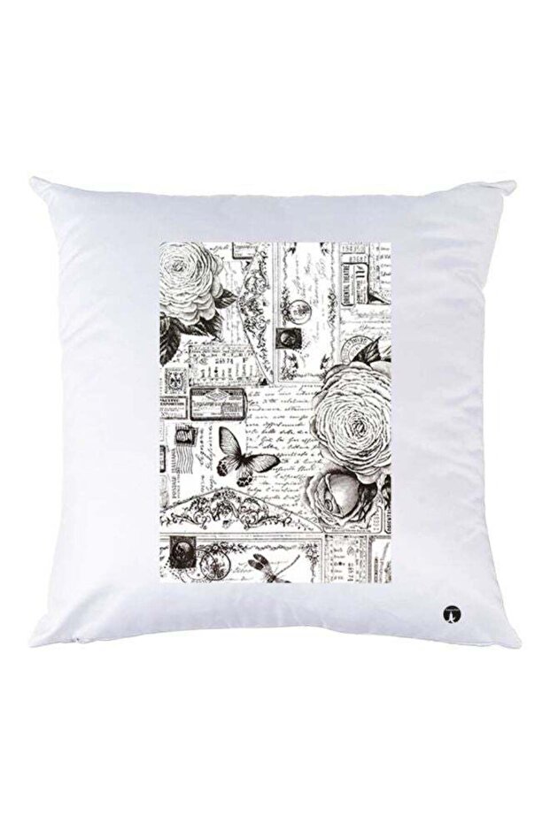 Envelope Printed Decorative Throw Pillow White/Black