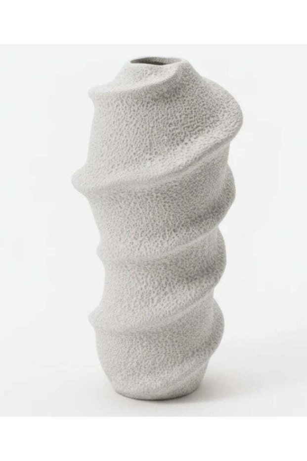AKDC Premium Contemporary Ceramic Decorative Vase – Glossy White Finish with Artistic Abstract Shap