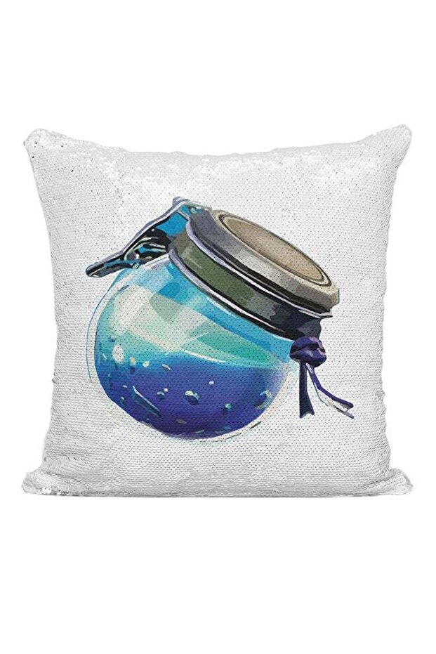 Fortnite Chug Potion Sequined Cushion White/Grey/Silver 16x16inch