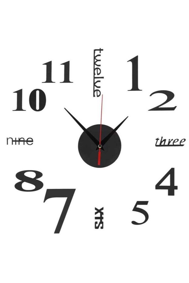 DIY Wall Clock Silent Frameless Wall Clocks Battery Operated 40cm Black Acrylic Wall Clock Sticker