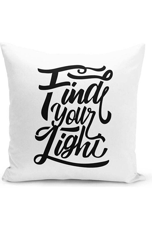Find Your Light Printed Decorative Throw Pillow White/Black 40x40cm