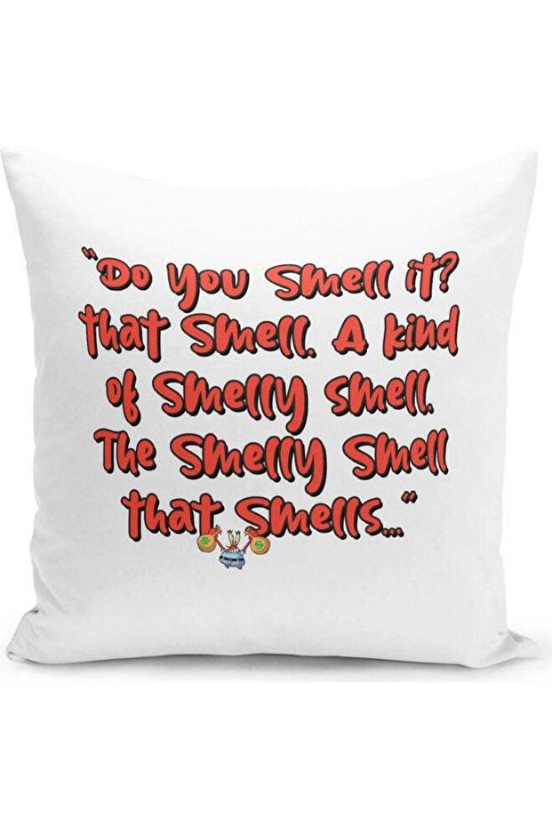 Do You Smell Spongebob Squarepants Themed Throw Pillow White/Red/Blue 16x16inch