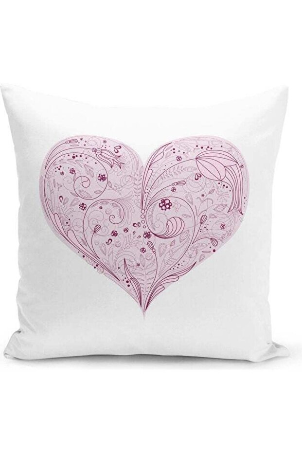 Swirl Heart Pattern Decorative Pillow White/Purple