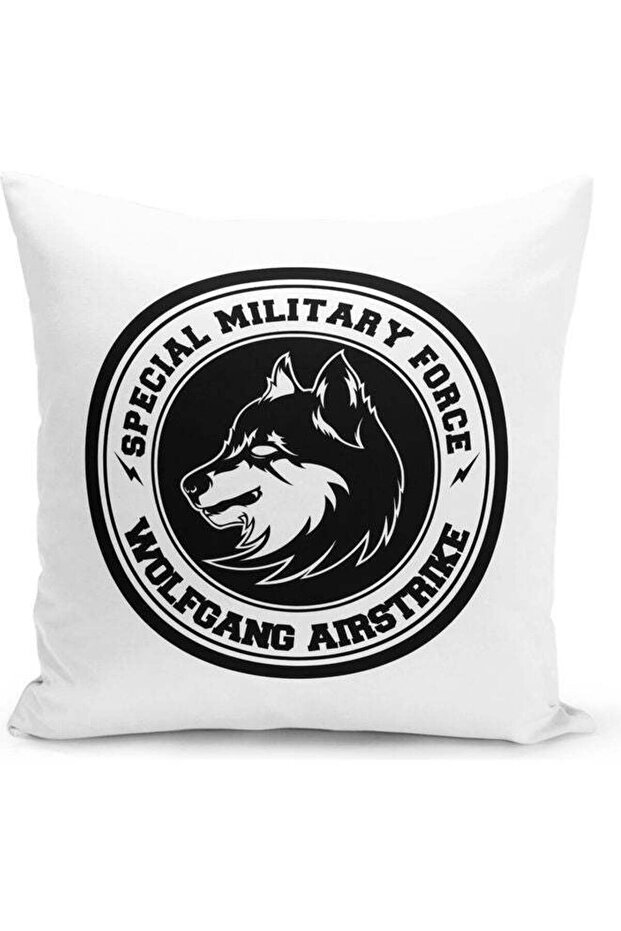 Military Force Themed Decorative Throw Pillow White/Black 40x40cm