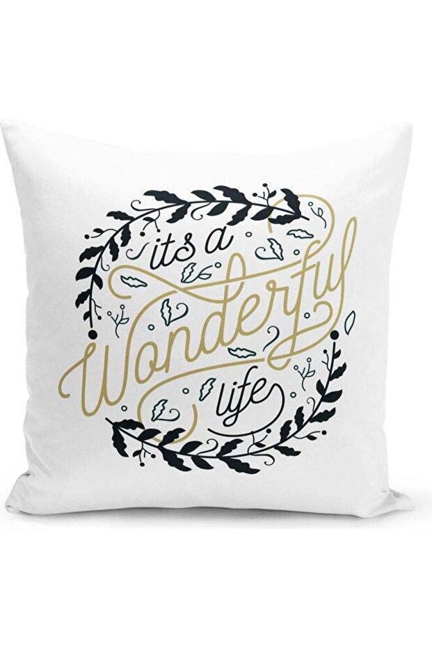 It's A Wonderful Life Printed Decorative Throw Pillow White/Grey/Black 40x40cm