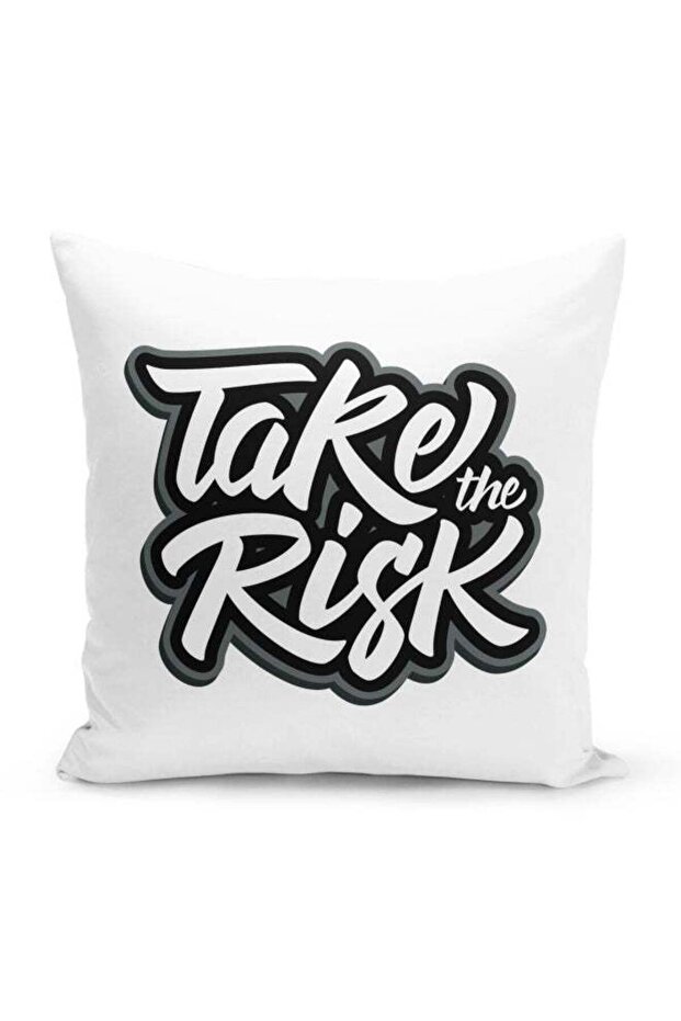 Take The Risk Decorative Pillow White/Black