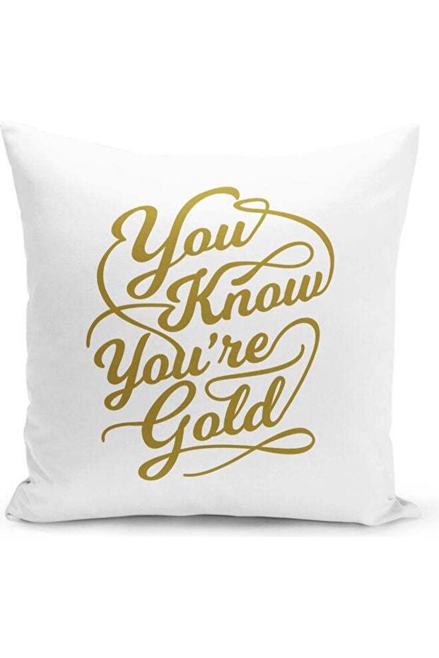 You Know Gold Printed Decorative Throw Pillow White/Gold 40x40cm