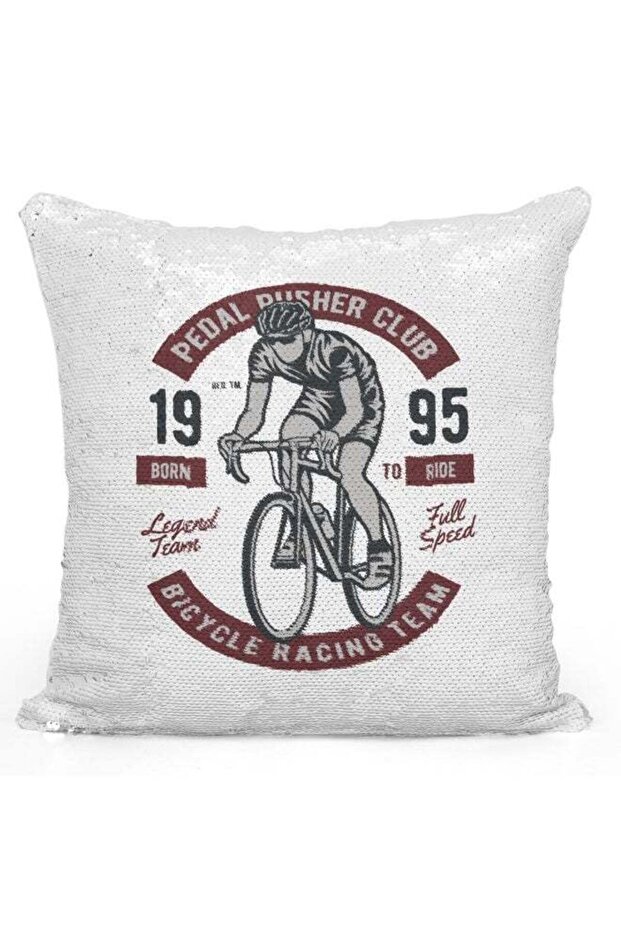 Decorative Throw Pillow - Legend Team Pedal Pusher Sequin White/Silver/Red 16x16inch