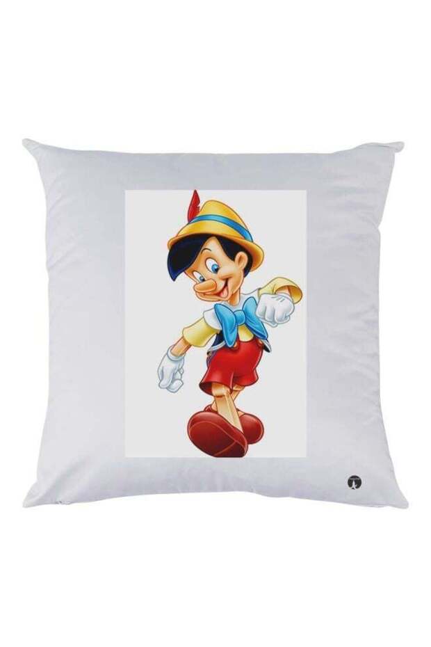 Pinocchio Printed Decorative Throw Pillow White/Gold/Red 30x30cm