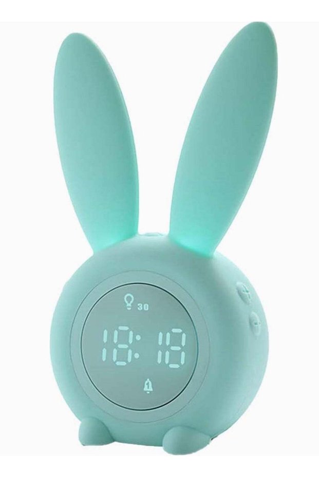 Cute Luminous Rabbit Alarm Clock LED Silicone Night Light for Kids Portable Multifunctional Bedside