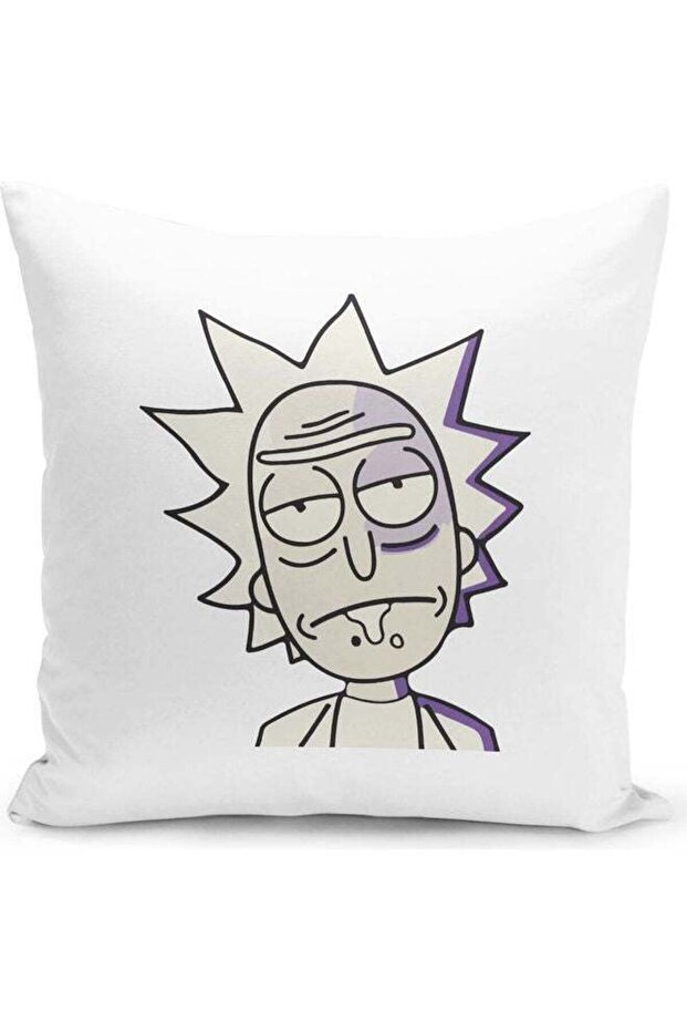 Rick And Morty Dr. Wasted Themed Throw Pillow White/Black/Purple 16x16inch
