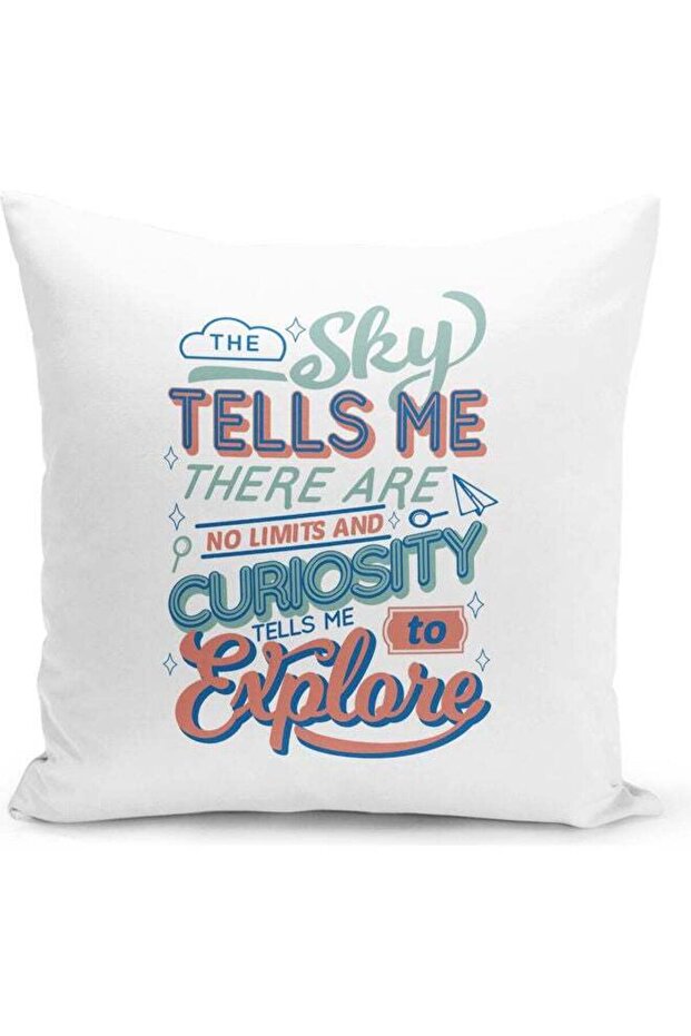 The Sky Tells Me Quote Printed Decorative Throw Pillow White/Blue/Pink 40x40cm