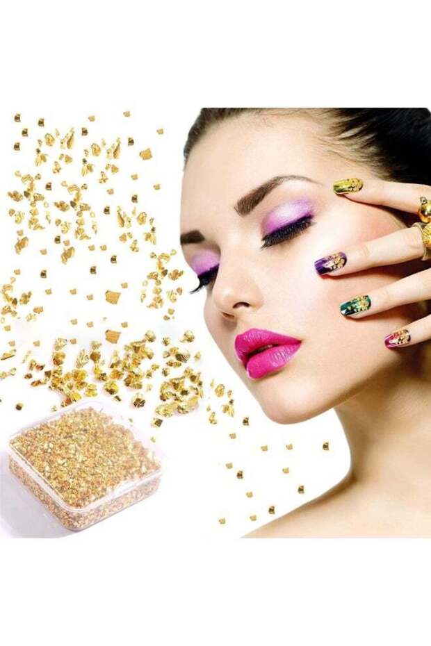 Crushed Glass Stone Filler, 80g Gold Irregular Decorative Crystals, Non-Toxic Glitter Resin Filler