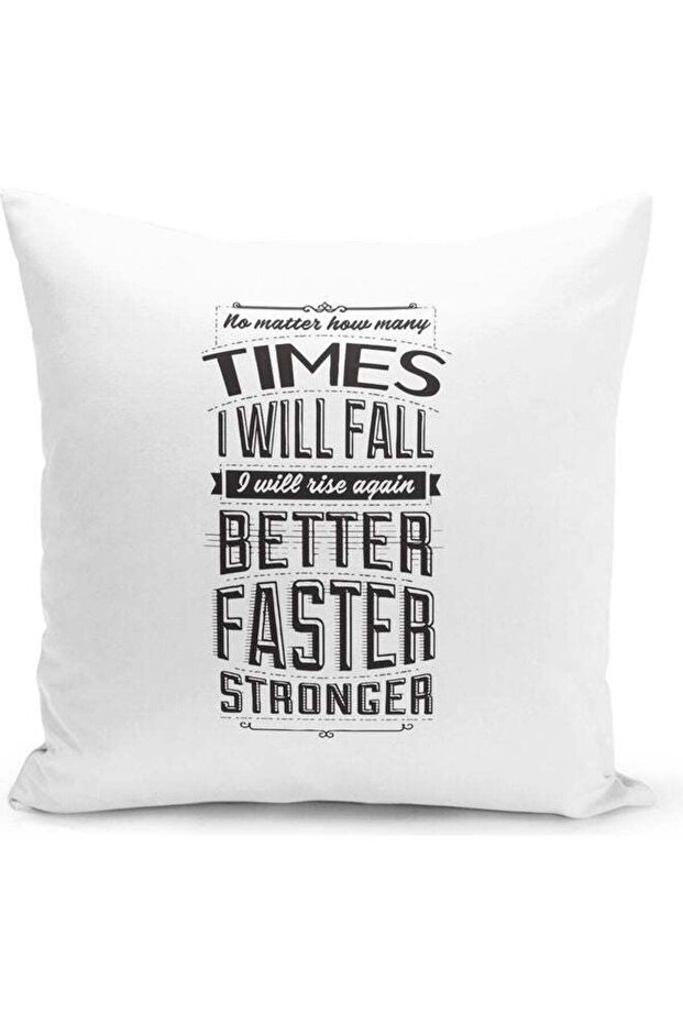 Rise Again Quote Printed Decorative Pillow White/Black