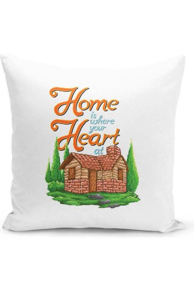 Home Is Where Heart Is Quote Decorative Pillow Multicolour