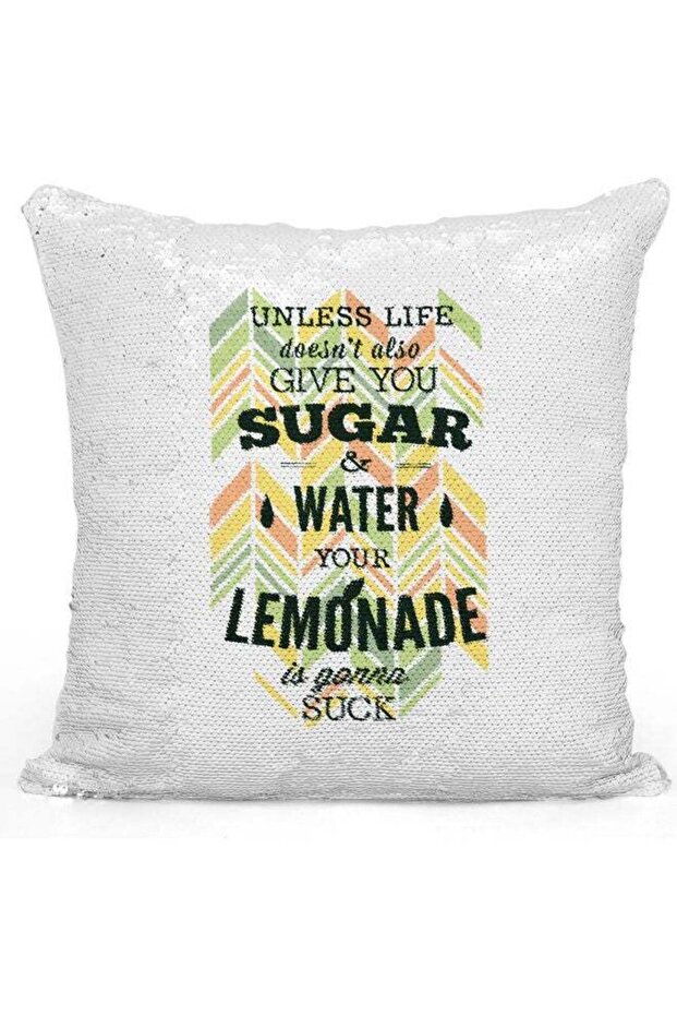 Decorative Throw Life Motivation Quote Sequin Pillow White 16 x 16inch