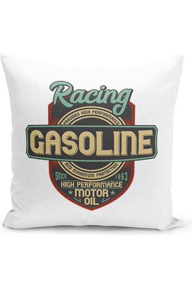 Racing Quote Themed Decorative Throw Pillow White/Red/Green 40x40cm