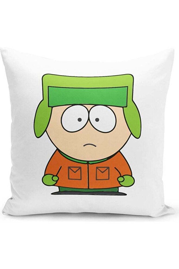 Shocked Kyle Broflovski South Park Themed Throw Pillow White/Green/Orange 16x16inch