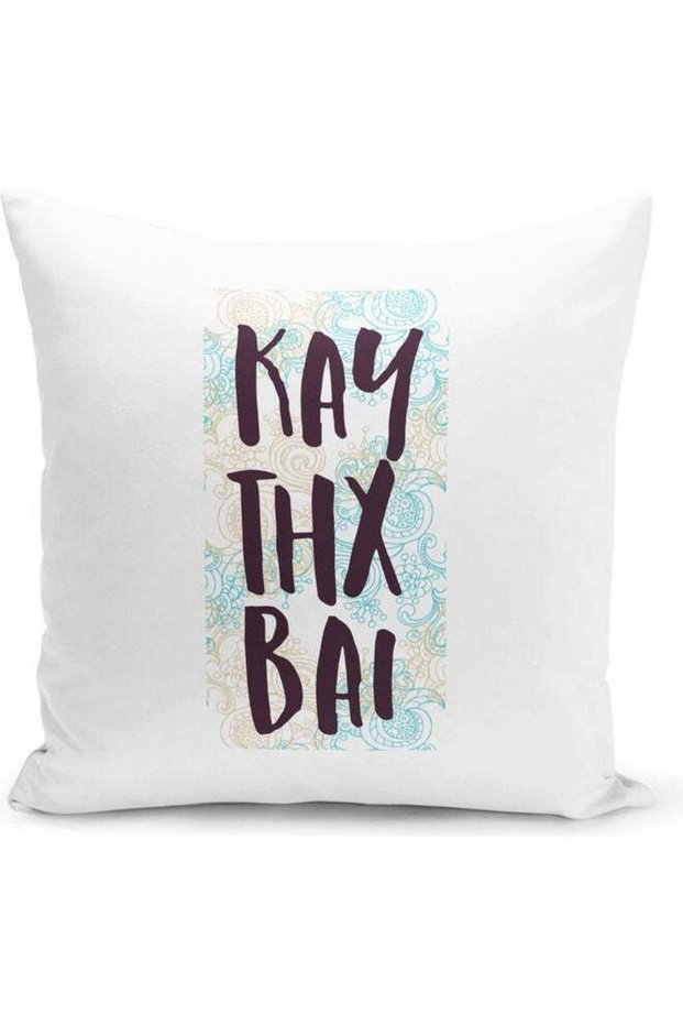 Kay Thx Bai Quotes Print Decorative Throw Pillow Multicolour
