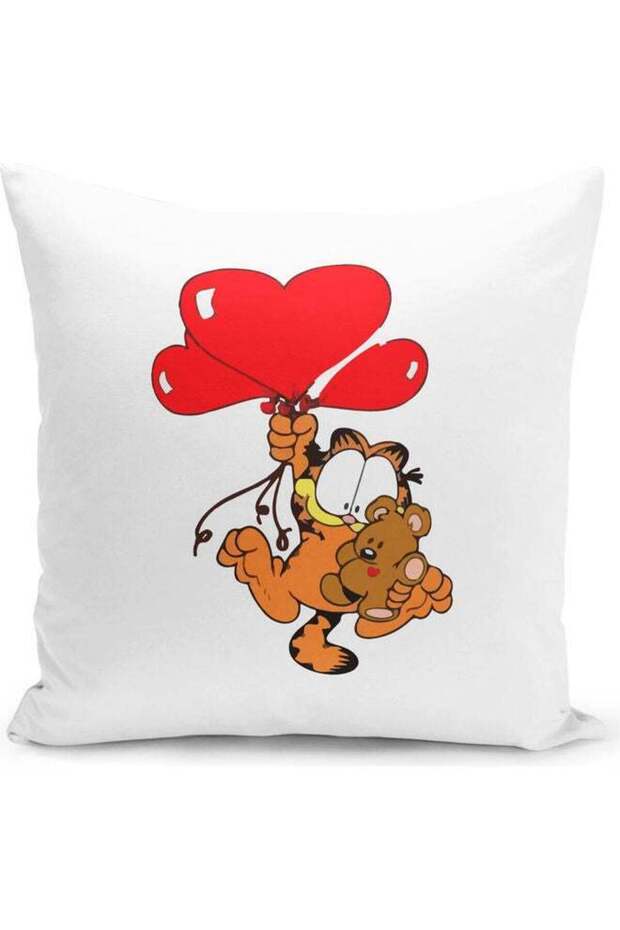 Heart Couple Gift For Her Themed Throw Pillow White/Red/Yellow 16x16inch