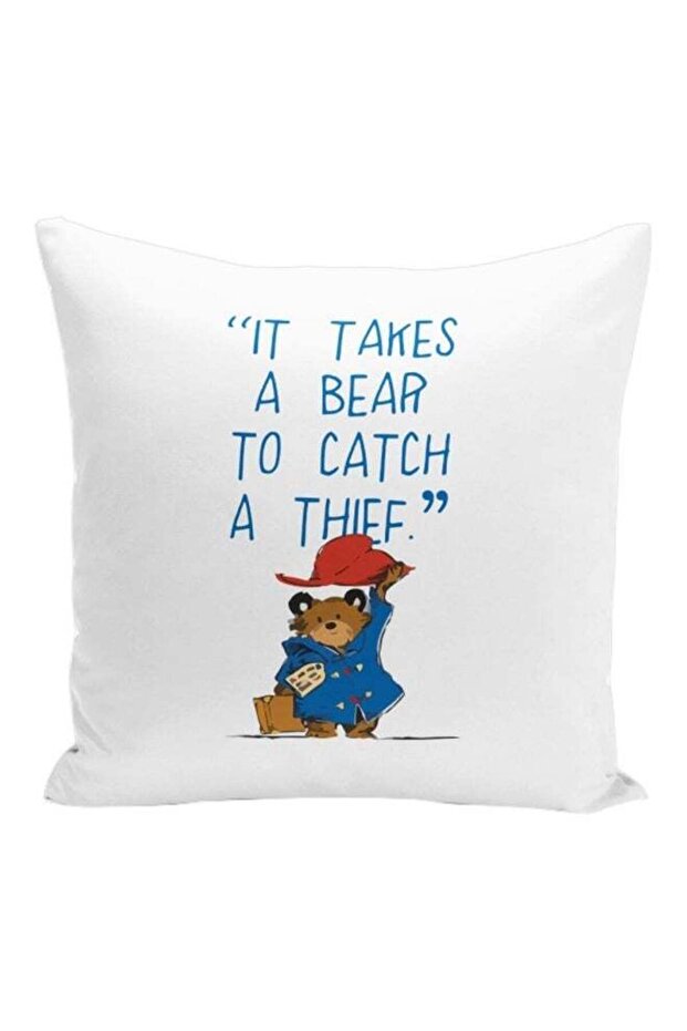 Catch A Thief Printed Decorative Pillow White/Pink/Brown 16x16inch