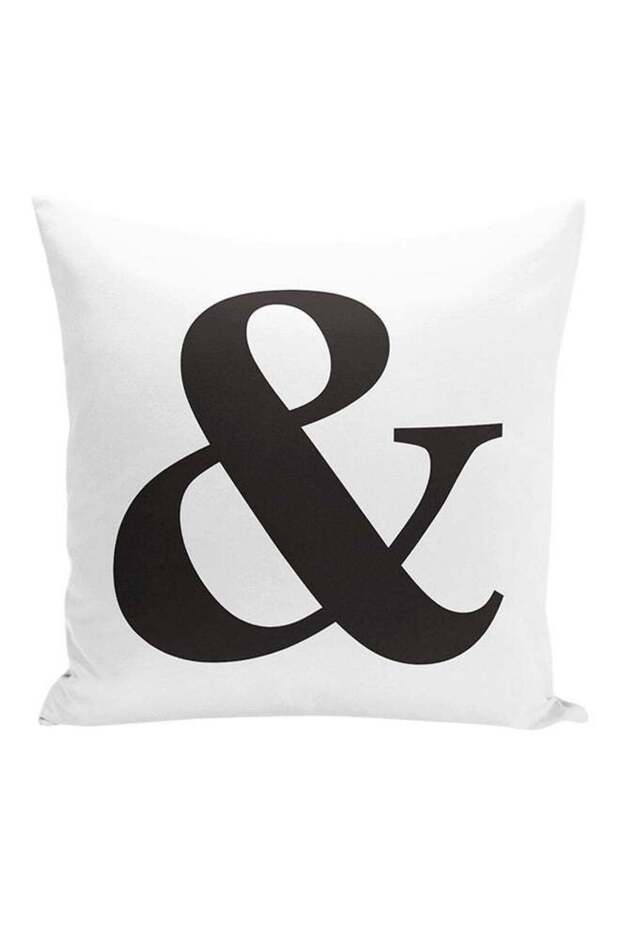 And Sign Punctuations English Special Characters Decorative Pillow White/Black 16x16inch