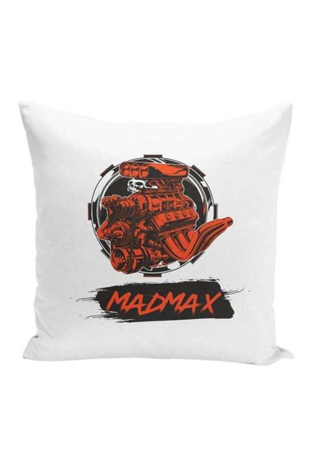Mad Max Printed Decorative Pillow White/Red/Black 16x16inch