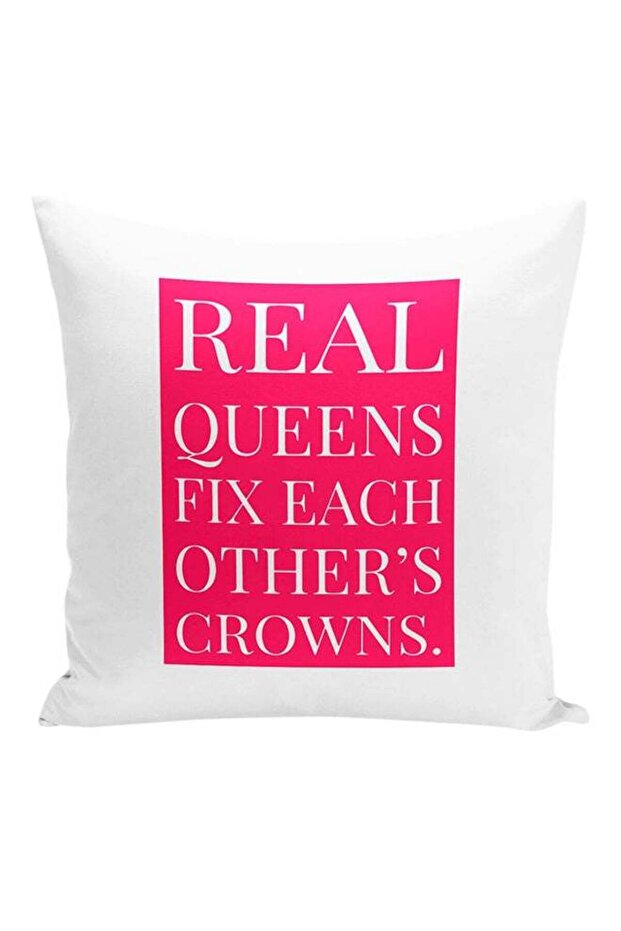 Real Queens Fix Each Others Crowns Decorative Pillow White/Pink 16x16inch