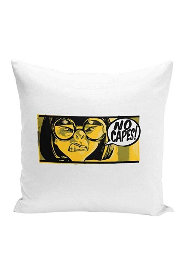 Edna No Capes Decorative Pillows White/Yellow/Black 16x16inch