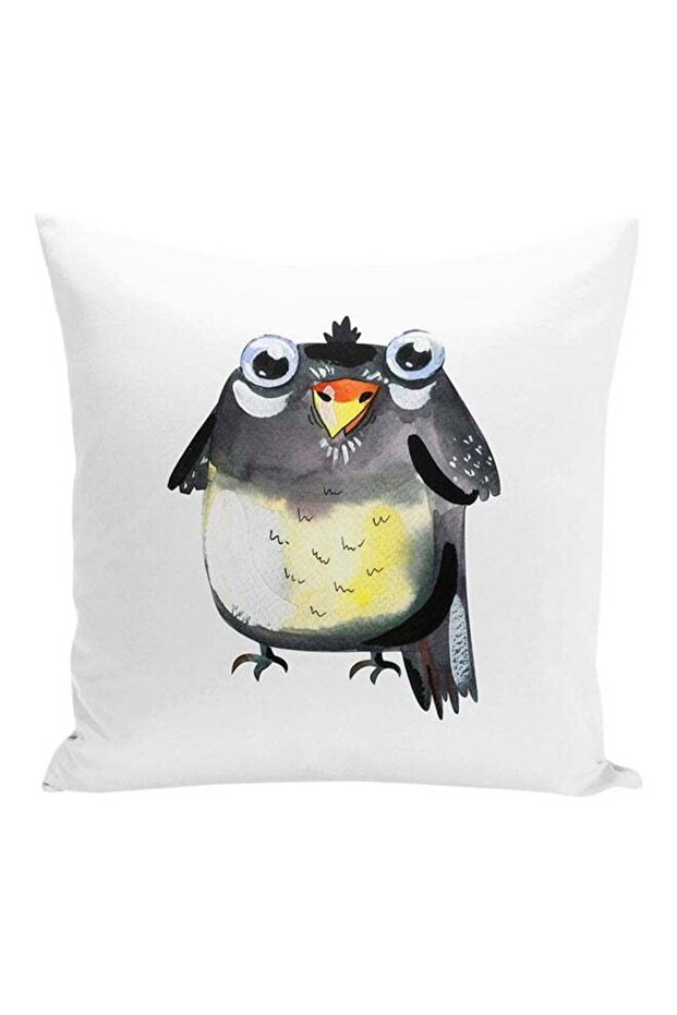 Cartoon Baby Bird Decorative Pillow White/Grey/Yellow 16x16inch
