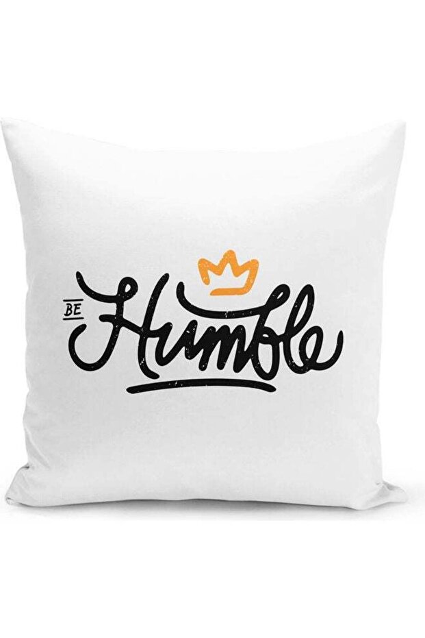 Be Humble Quote Printed Decorative Throw Pillow White/Black/Yellow 40x40cm