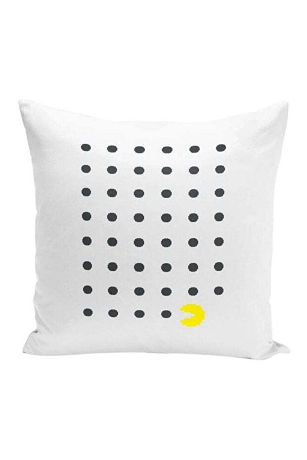 Pacman Printed Polyester Decorative Pillow White 16x16inch