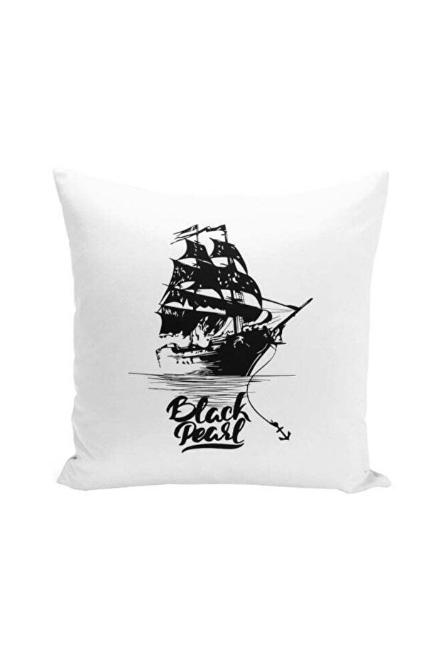 Black Pearl Printed Decorative Pillow Black/White 16x16inch
