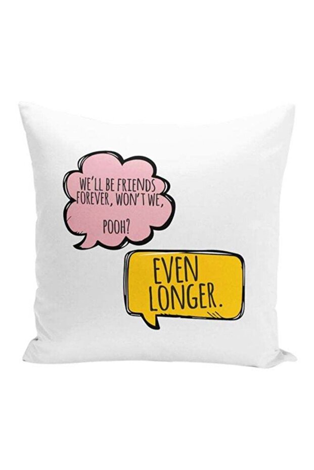 Pooh Friends Quote Printed Decorative Pillow White/Yellow/Pink 16x16x7inch