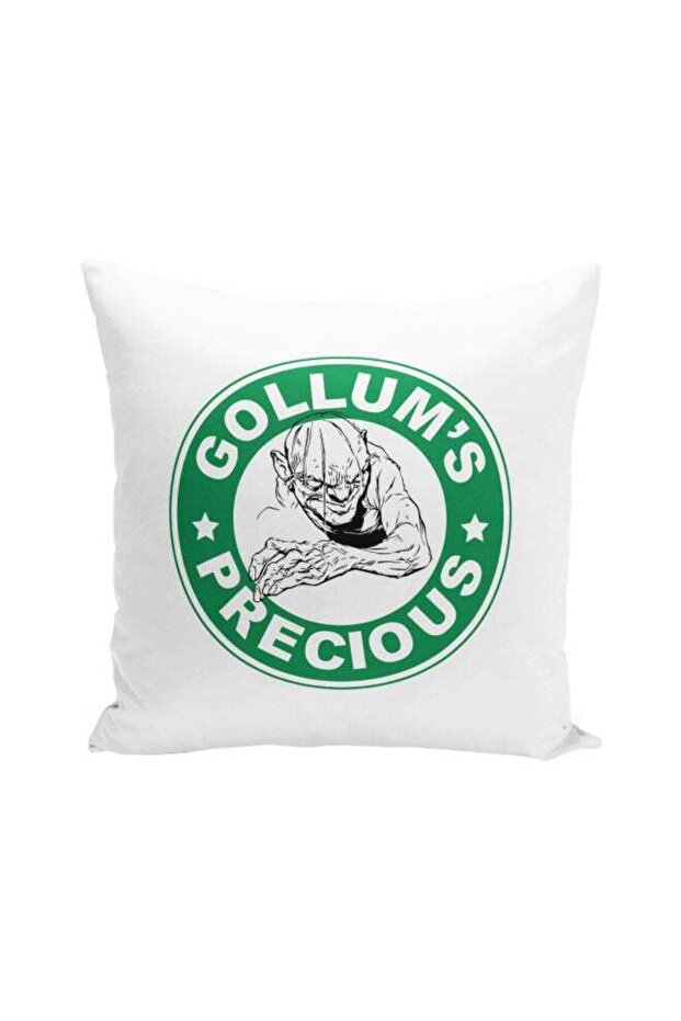 Gollum's Precious Printed Decorative Pillow White/Green/Black 16x16inch