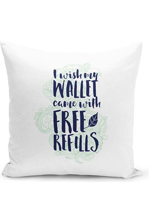 I Wish My Wallet Quote Printed Decorative Pillow White/Black