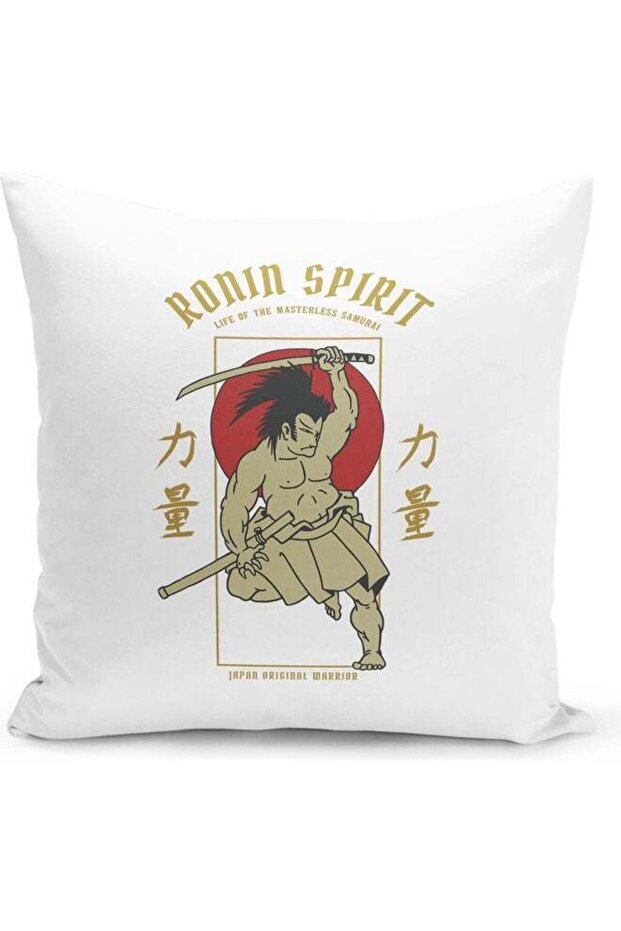Ronin Spirit Themed Decorative Throw Pillow White/Red/Beige 40x40cm