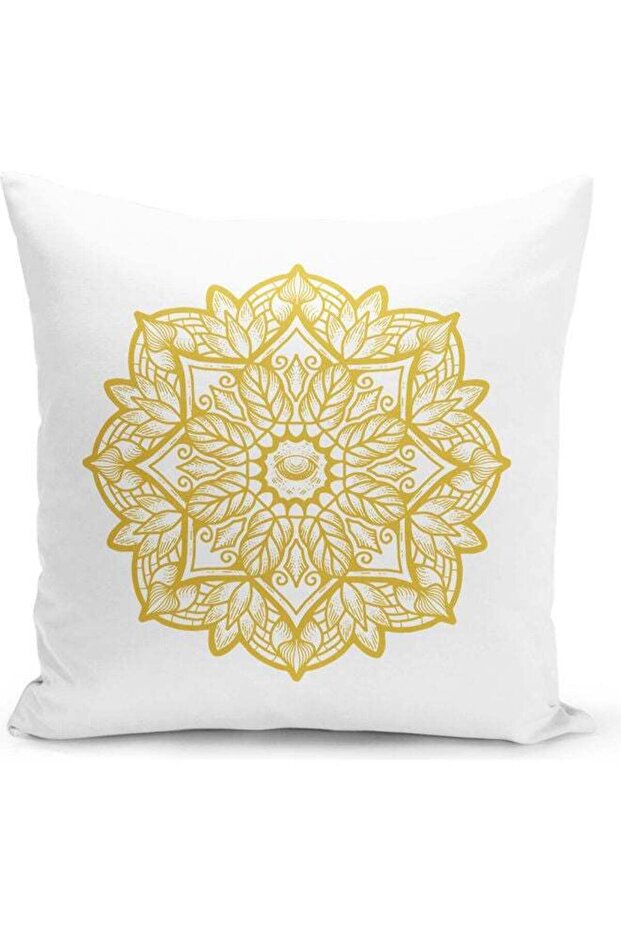 Mandala Design Decorative Pillow White/Yellow
