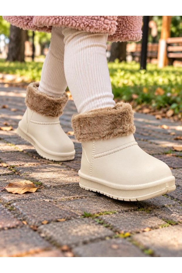 Girls' and Boys' Unisex Wool Rain Boots with Fur Inside