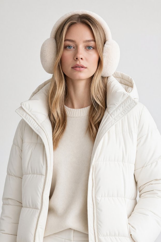 Imported Luxury Plush White Ear Muffs / Ultra Soft Furry Winter Ear Warmer Accessory