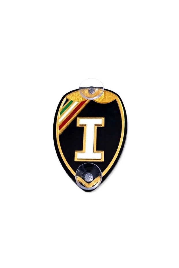Glass Ornament Labels Indispensable for Special Italian Crests, Double Layer Plexi Black and Gold Design Accessory with Suction Cup