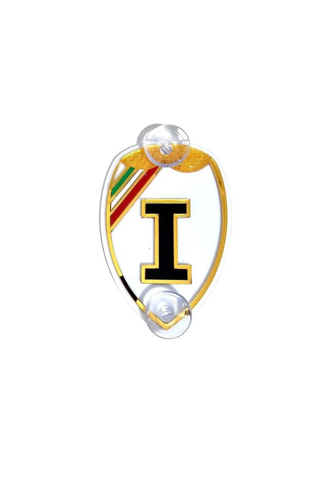 Glass Ornament Labels Indispensable for Special Italian Crests, Double Layer Plexi Cream and Gold Design Accessory with Suction Cup