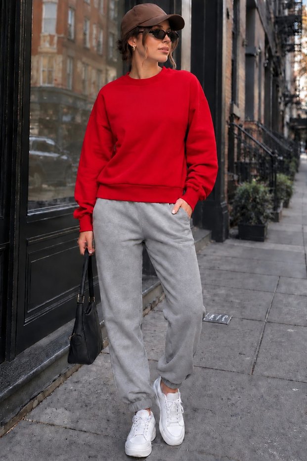Zero Collar Sweat Suit 2-Piece Combination with Ribbed Bottom and Top Unisex