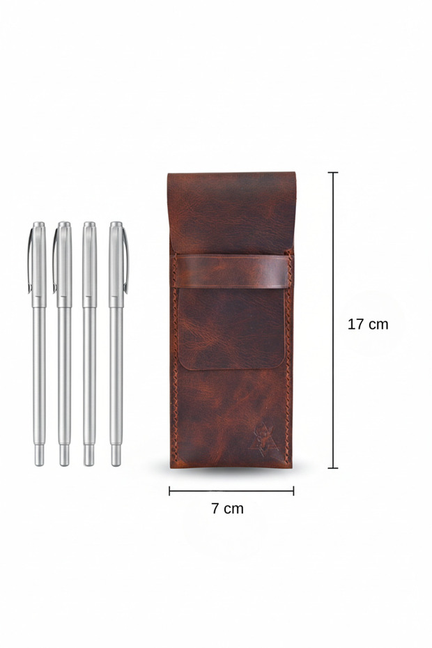Genuine Leather Multi-Pen Holder - Capacity for 4 Pens