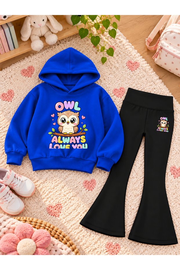 Girl's Hooded Sweatshirt Spanish Style Leggings Set Printed 3 Yarn Rastered Winter Set